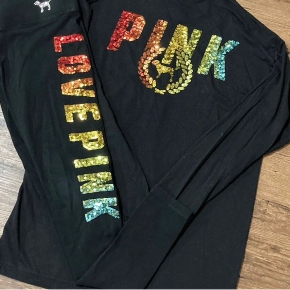 PINK Victoria's Secret rainbow ombré bling tshirt/ leggings outfit set S/M - Picture 1 of 12